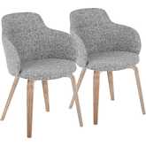 Boyne Dining Accent Chair in White Washed Wood & Dark Grey Noise Fabric (Set of 2)